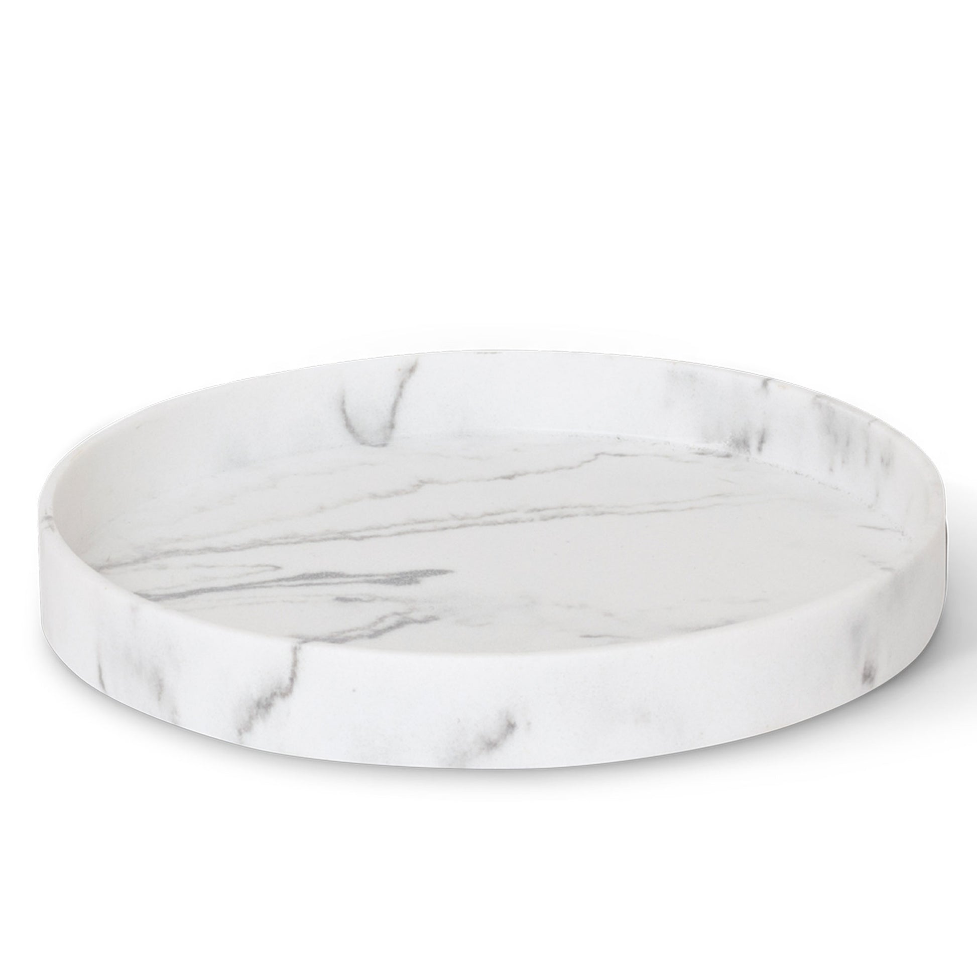 Bentley Ibu medium white marble amenity tray, circular