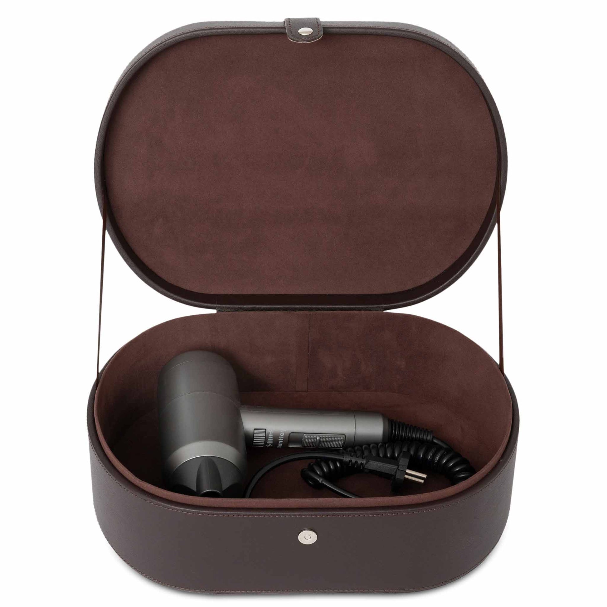 Bentley Nevis PU leather hairdryer storage box, brown