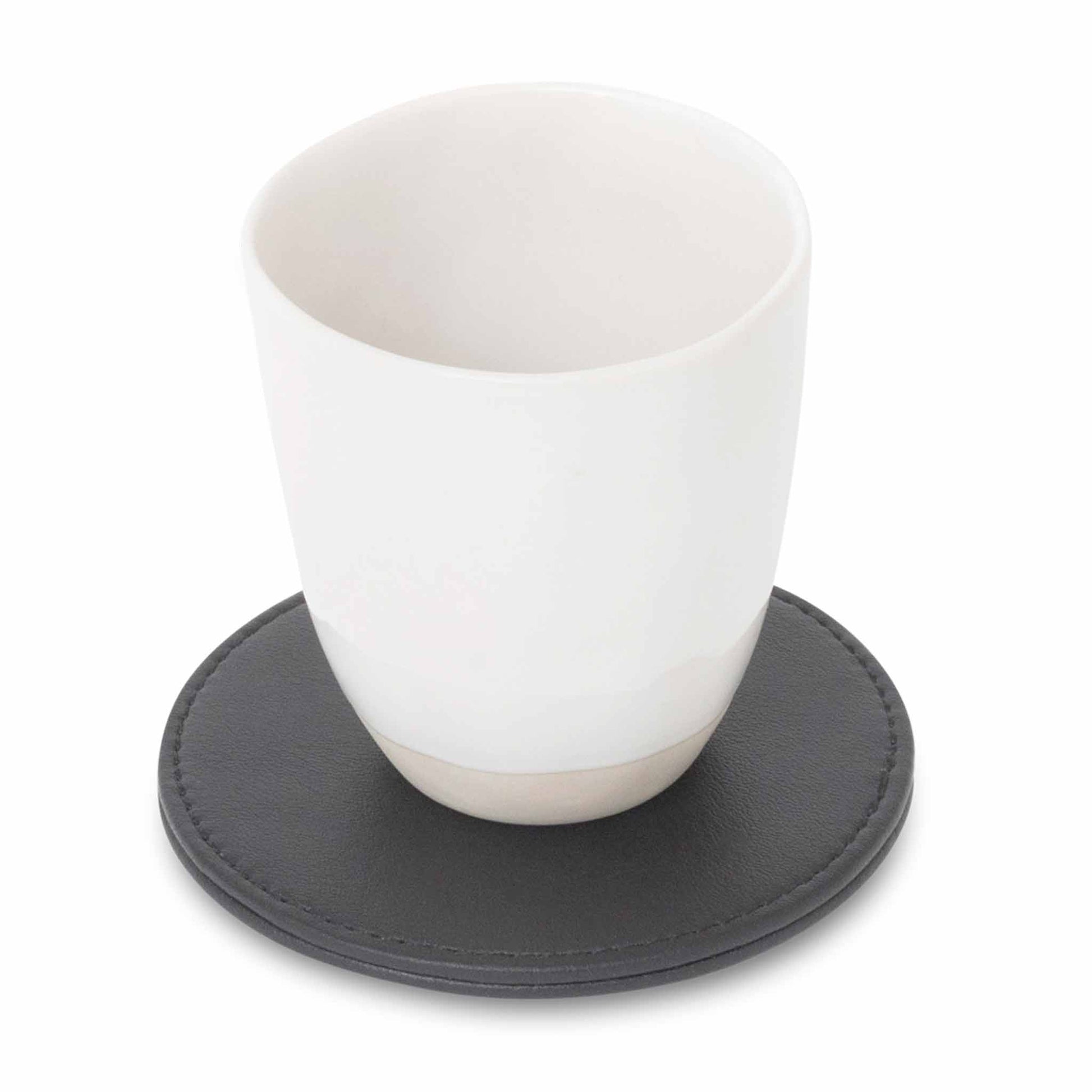 Utila black PU leather coaster with mug