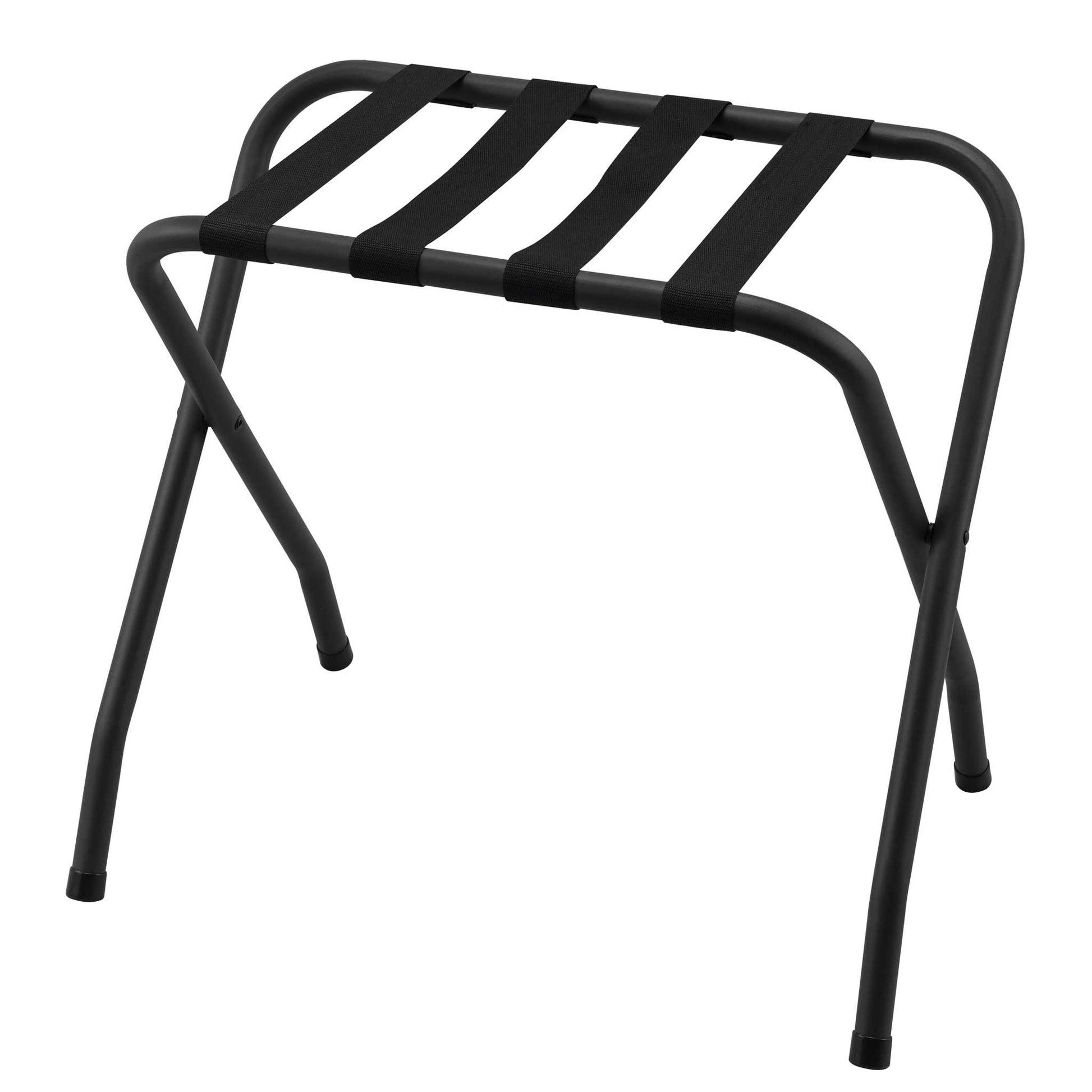 Matte black Corby Ashton luggage rack with black fabric straps