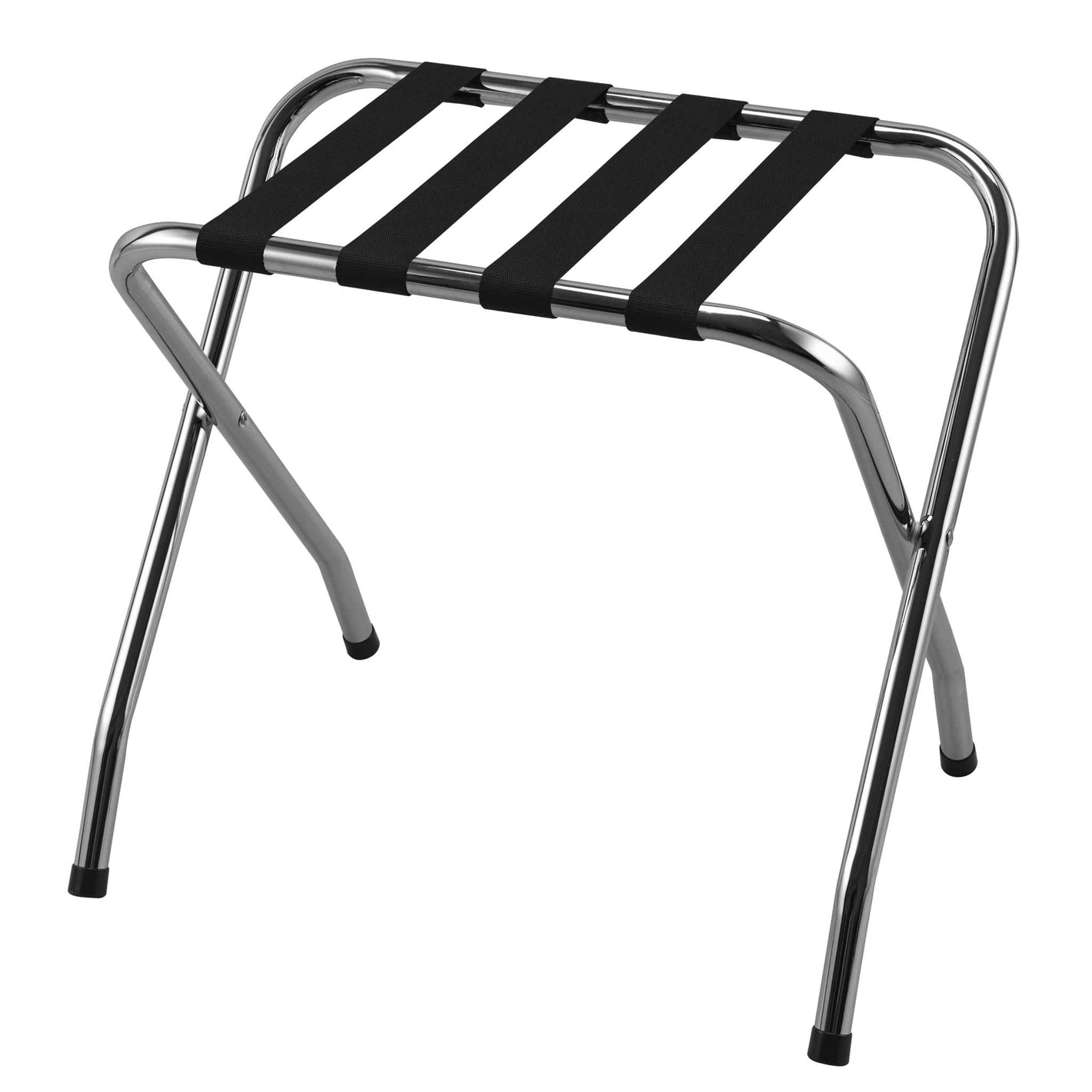 Chrome Corby Ashton luggage rack with black fabric straps