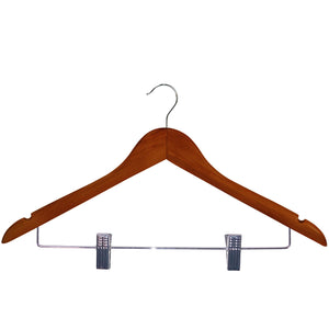 Corby Burlington skirt hangers with clips in dark wood
