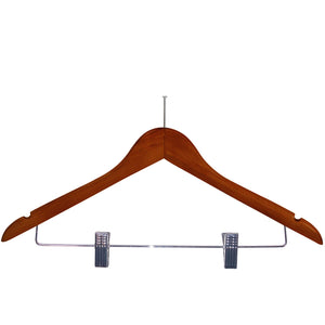 Corby Burlington skirt hangers with clips and security pin, dark wood