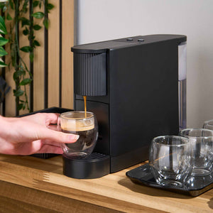 Lifestyle photo of Camden coffee machine and espresso cups