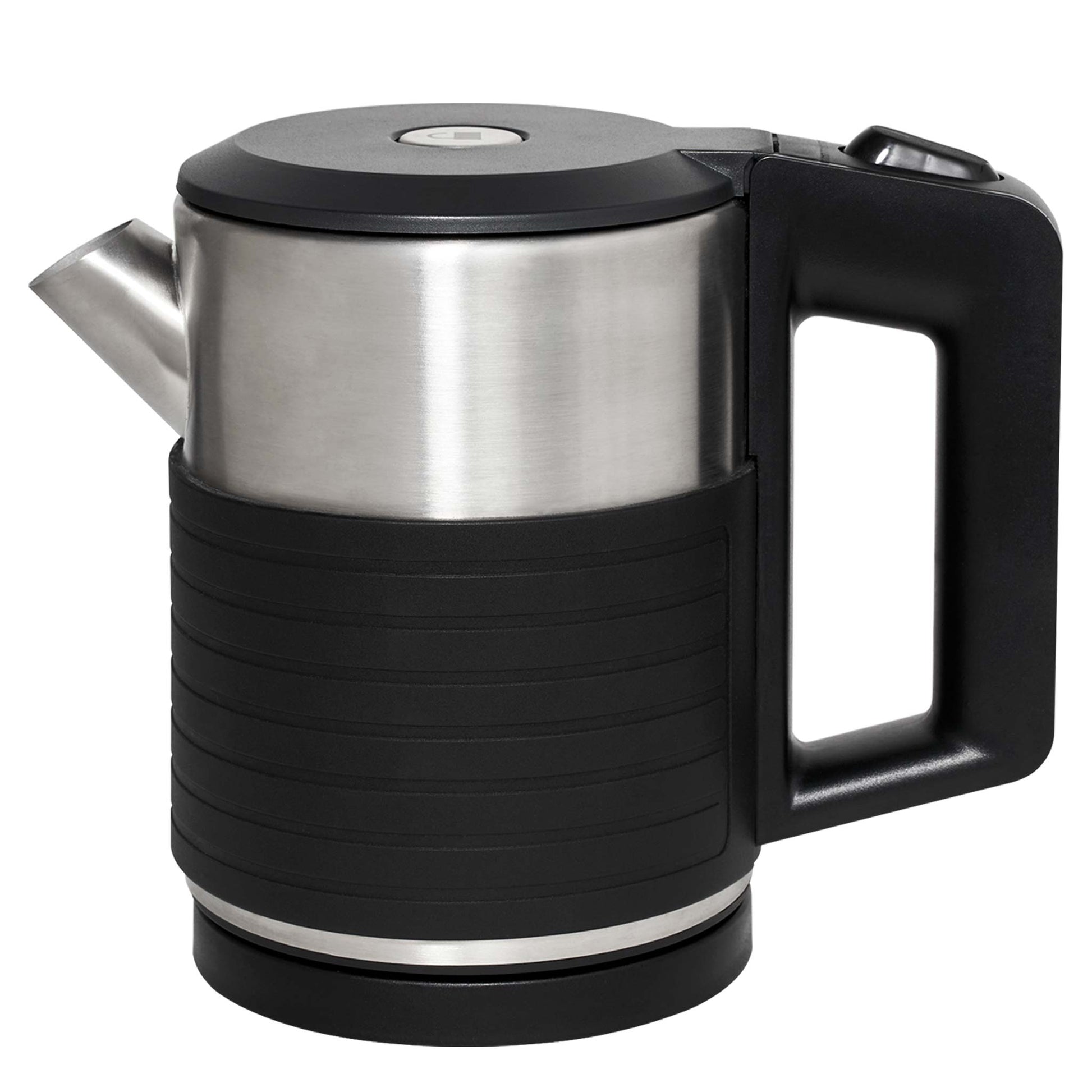 Side view of 0.6 litre double wall steel hotel kettle