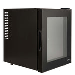 Corby Eton 35 litre mini fridge in black with black interior with glass door