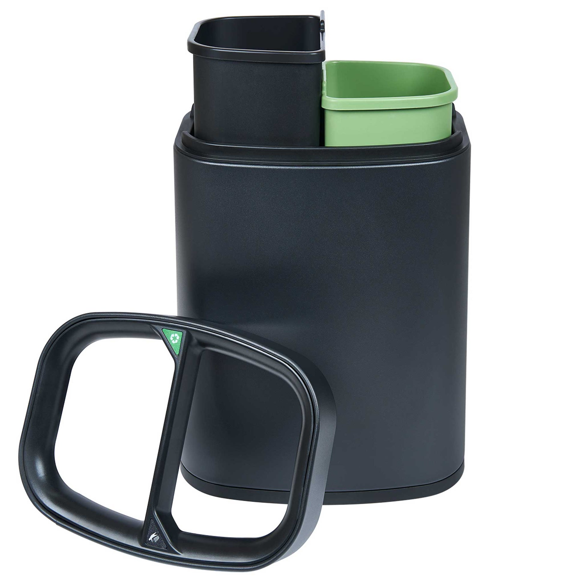 Black dual recycling hotel bin