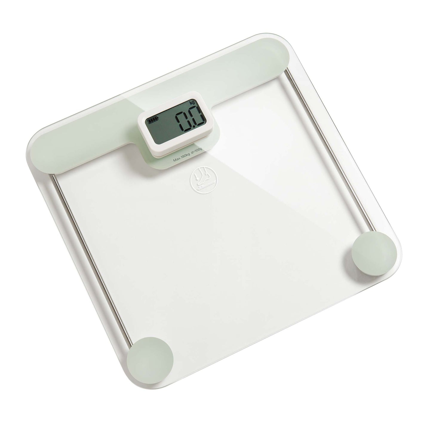 Corby Sandwell hotel bathroom scales in white and clear glass