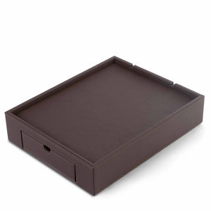 Stromboli brown leatherette welcome tray with drawer