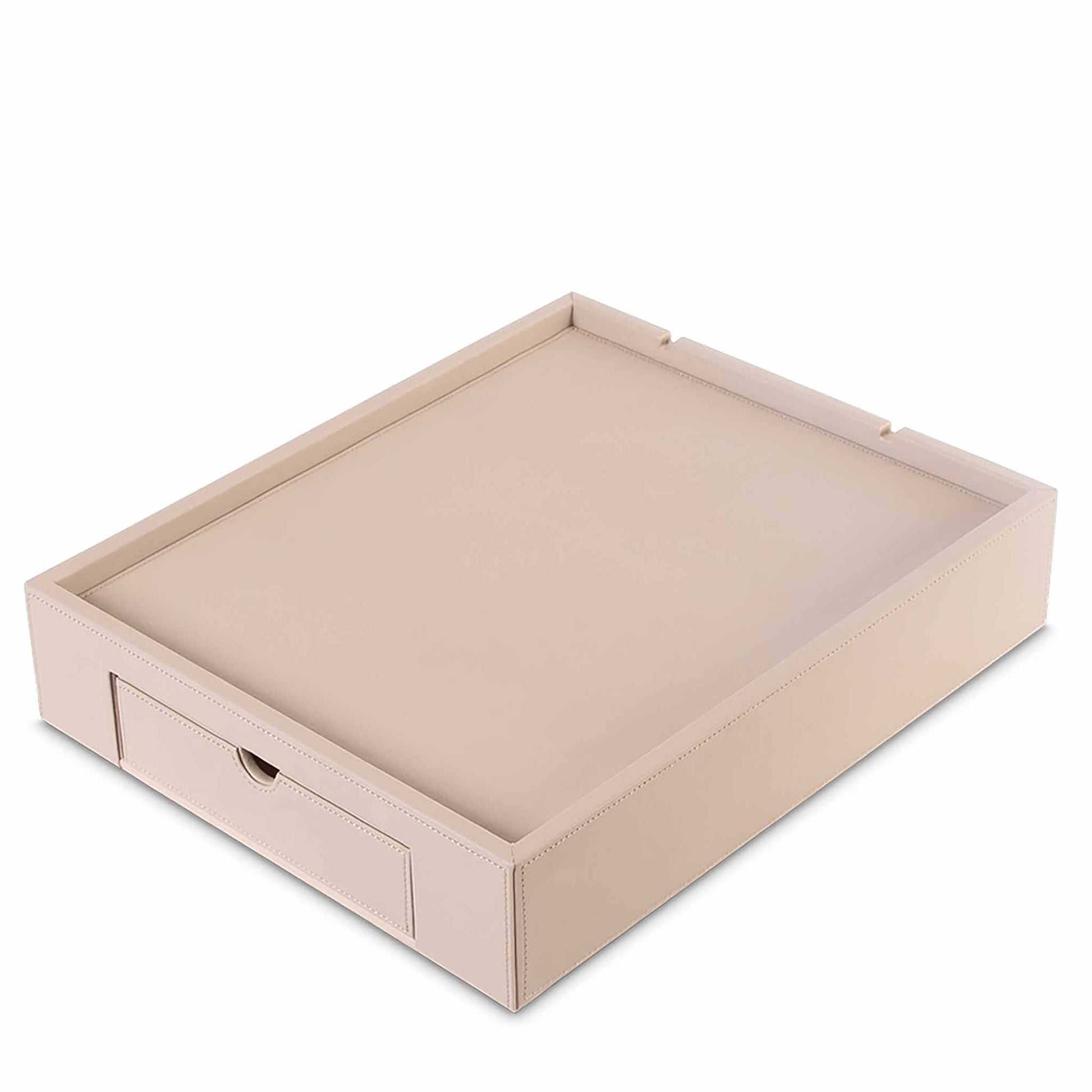 Stromboli natural leatherette welcome tray with drawer