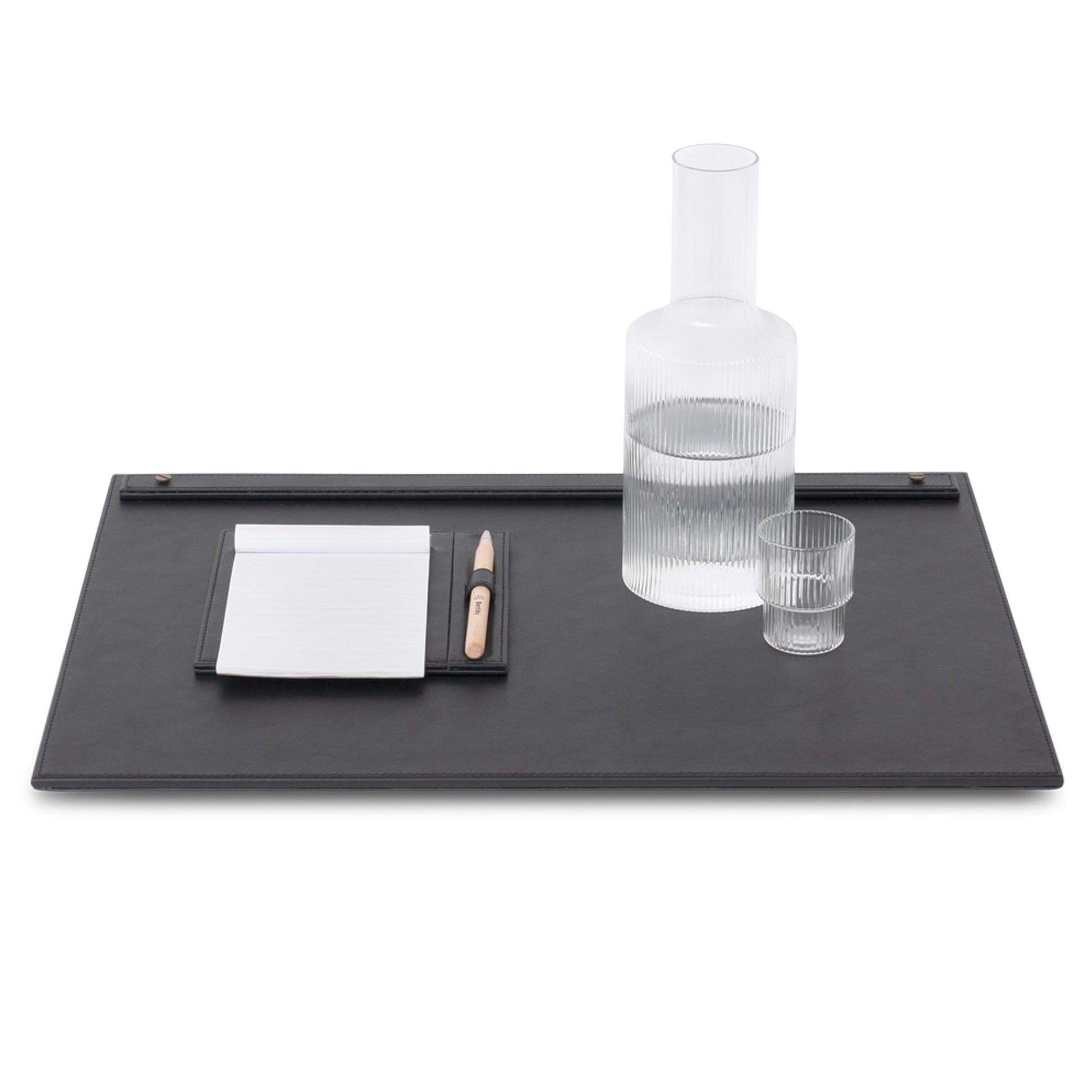 Bentley Vesuvius desk pad in black with desk accessories