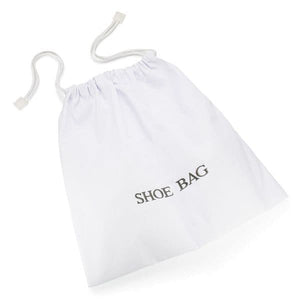 White cotton drawstring shoe bag